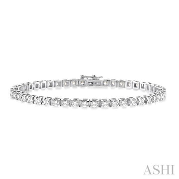 5 Ctw Square Shape Round Cut Diamond Tennis Bracelet in 14K White Gold